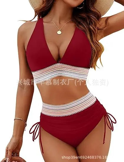 Women's Trendy High Waist Quick-Dry Bikini Swimsuit Set