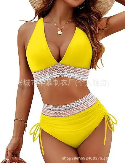 Women's Trendy High Waist Quick-Dry Bikini Swimsuit Set