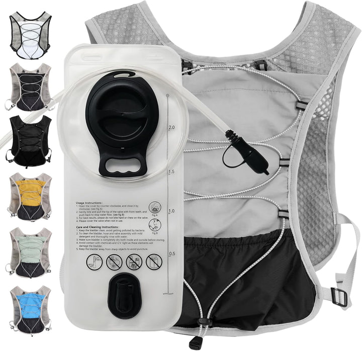 Dravien Ultra-Light Hydration Running Vest in black with 2L bladder, front view, for runners