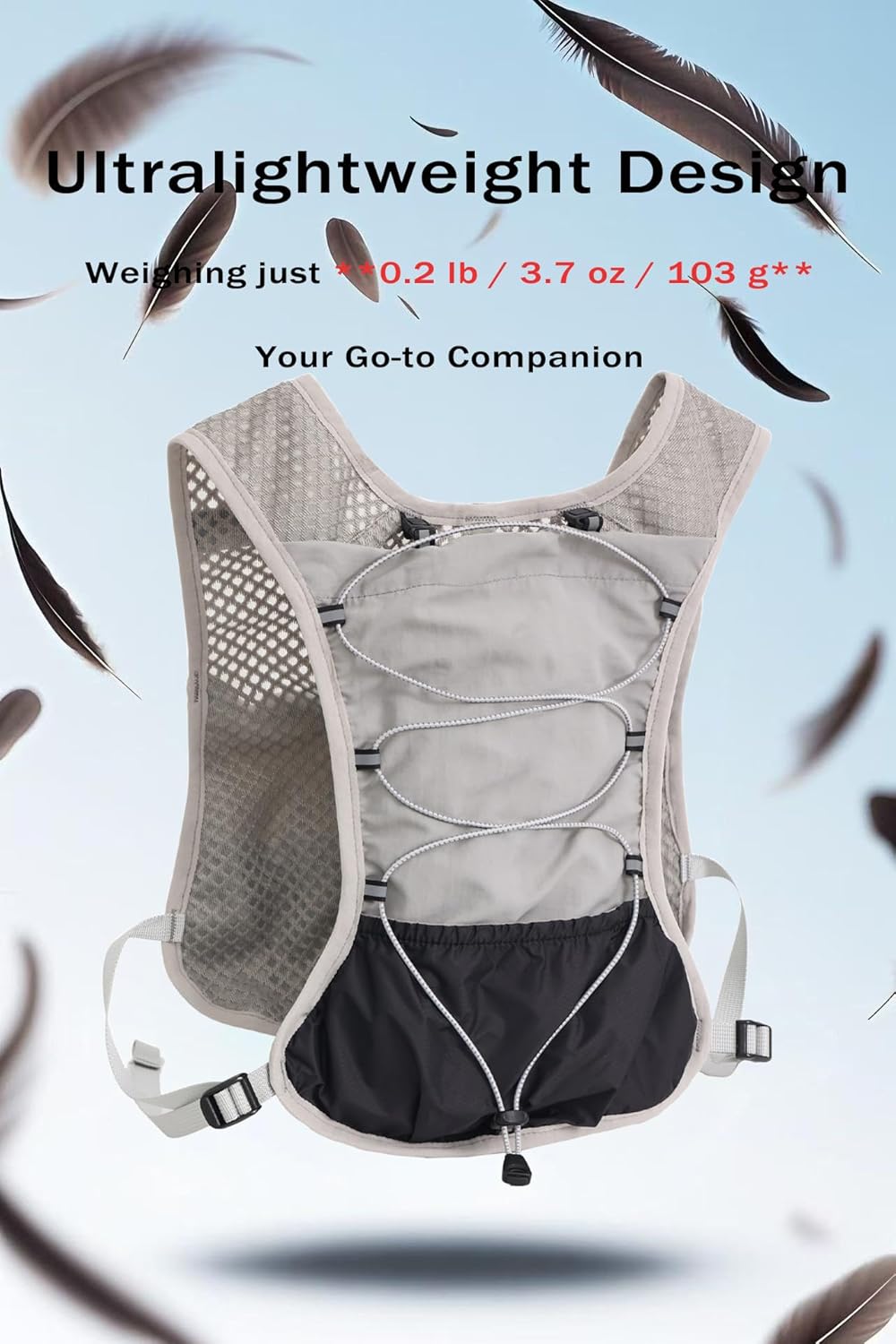 Back view of Dravien Ultra-Light Hydration Running Vest with full 2L water bladder, lightweight