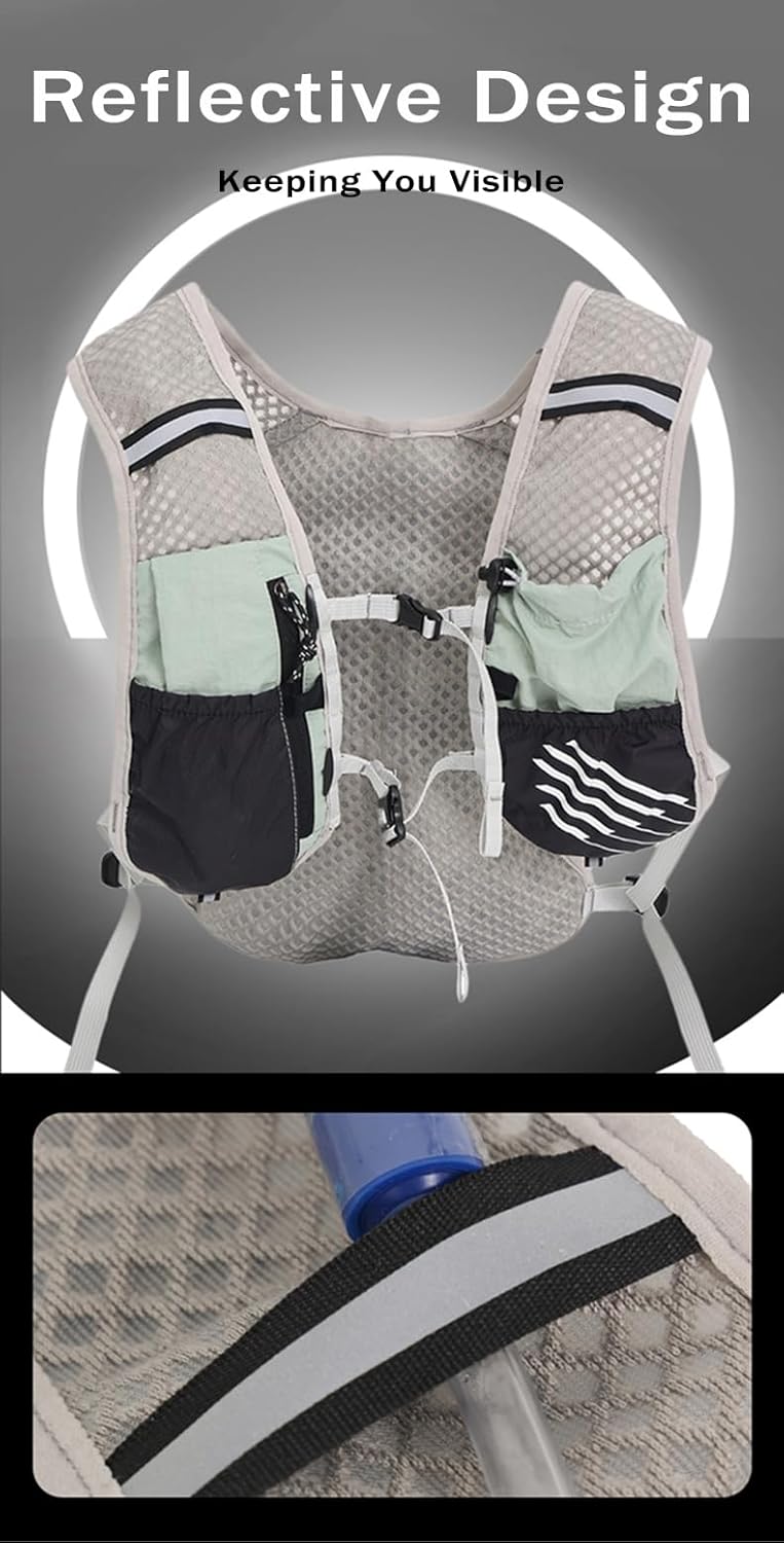 The 2L water bladder of the Dravien Ultra-Light Running Vest, rolled up for compact storage