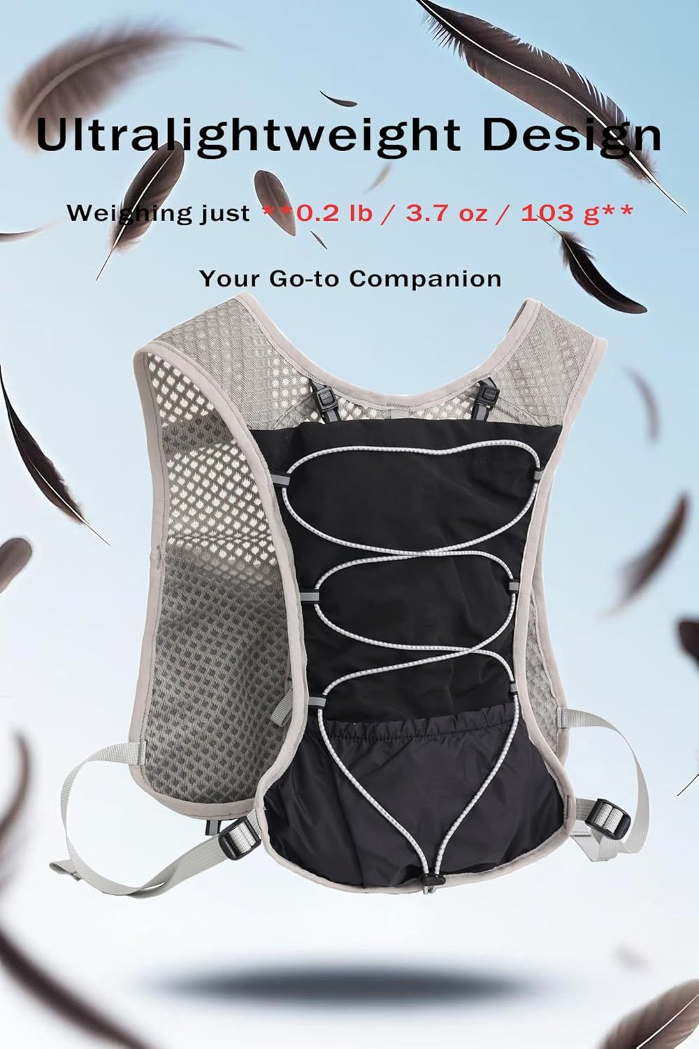 Detail of the anti-bounce design of the Dravien Ultra-Light Hydration Vest for runners