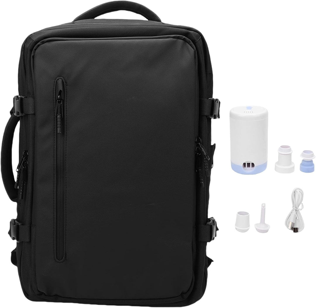 Dravion expandable vacuum compression travel backpack 56-75L, black, for efficient packing on trips