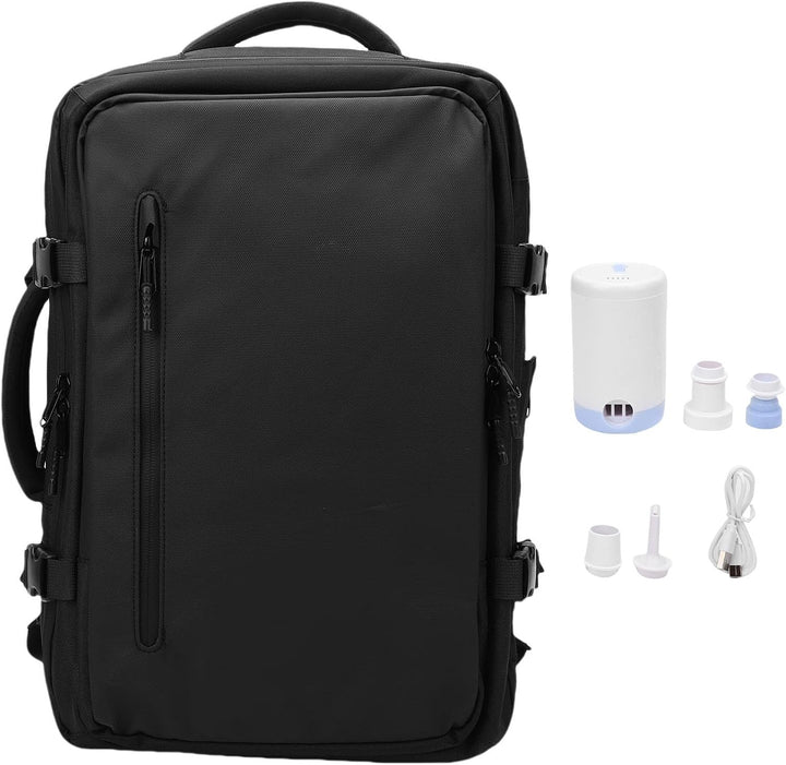 Dravion expandable vacuum compression travel backpack 56-75L, black, for efficient packing on trips