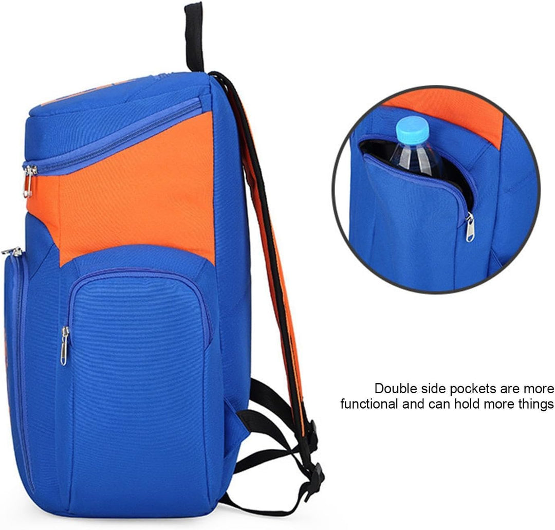 Model wearing the Draycor 30L men's basketball sports backpack, showing size and fit, black.