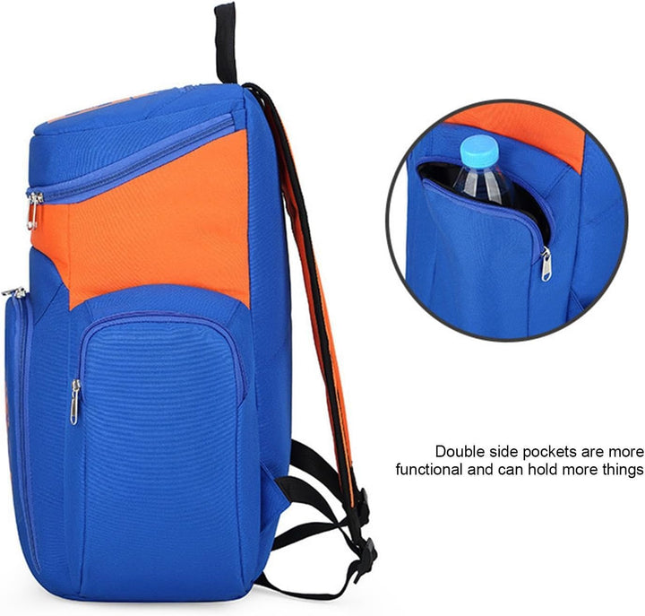 Model wearing the Draycor 30L men's basketball sports backpack, showing size and fit, black.