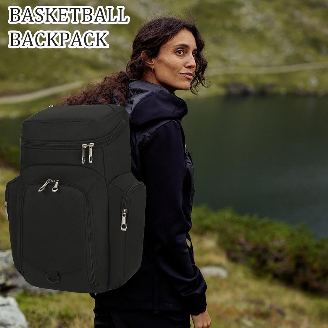 Draycor Men's 30L waterproof sports backpack, ideal for basketball and gym use, blue-orange color.