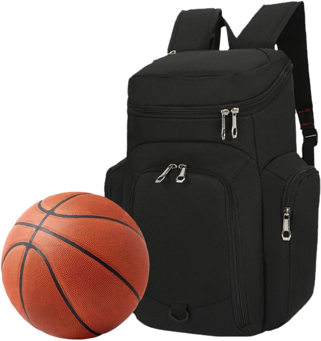 Front pocket detail of the Draycor large 30L athletic backpack, suitable for men, black design.