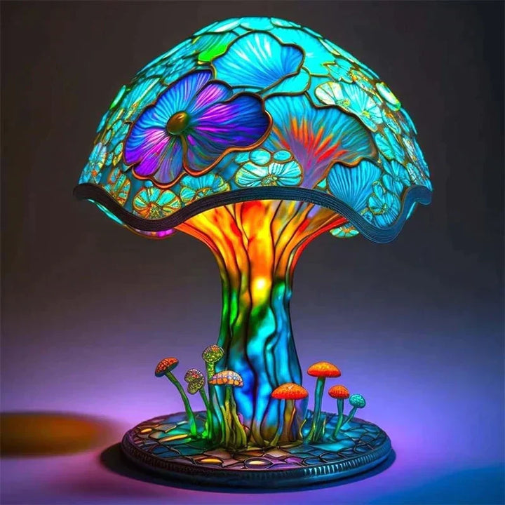 DreamGlow Stained Glass Accent Table Lamp. Vibrant, artistic lighting for home decor. Perfect for living room or bedroom.