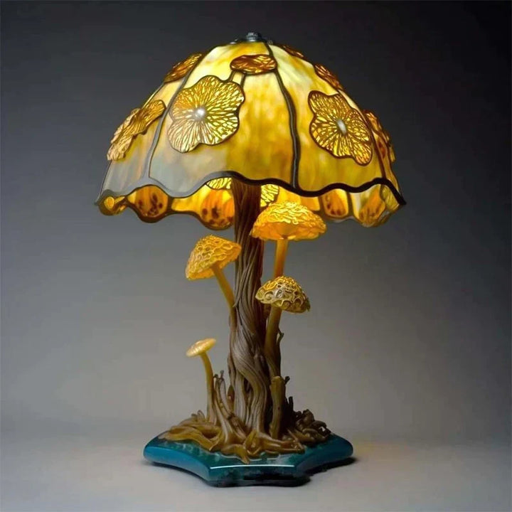Handcrafted Stained Glass Accent Table Lamp. DreamGlow artistic lighting adds a touch of vintage elegance to home decor.