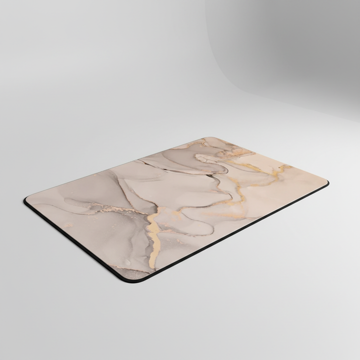 Sleek DryStepPro absorbent bath mat in modern bathroom decor, home safety item
