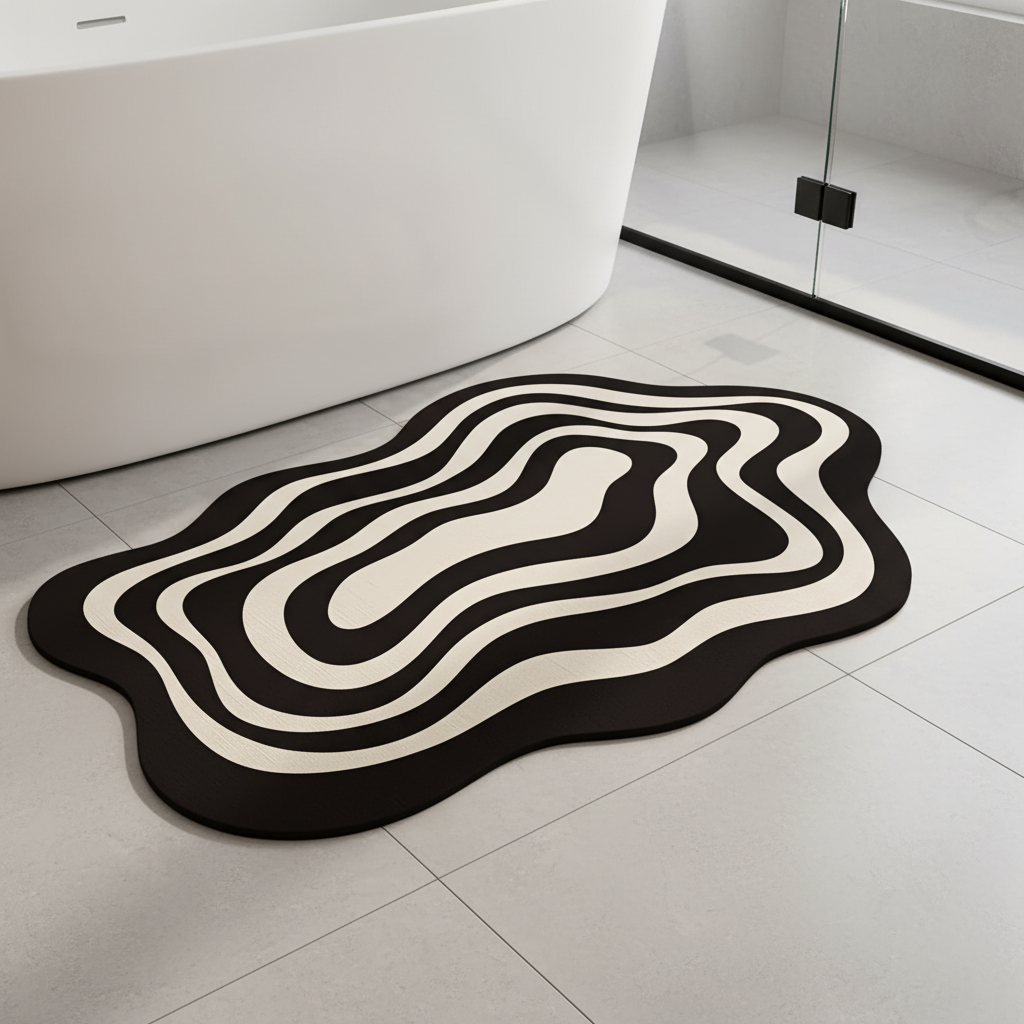 DryWave anti-slip rubber bathroom mat in a shower, enhancing safety and quick drying.