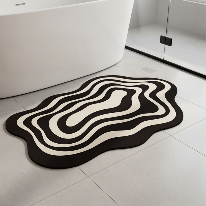 DryWave anti-slip rubber bathroom mat in a shower, enhancing safety and quick drying.