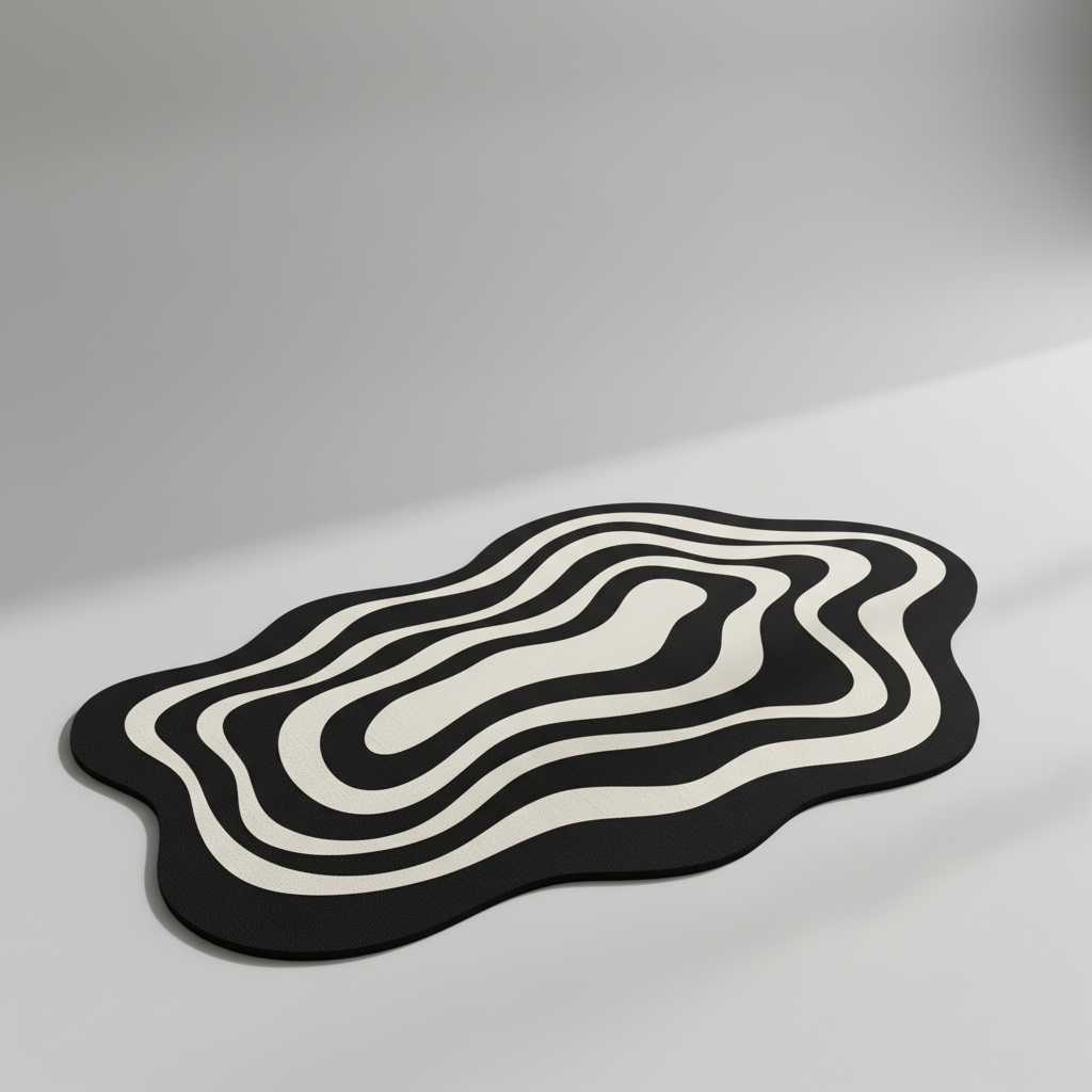 Round DryWave anti-slip rubber bath mat for bathroom safety, quick dry, and modern decor.