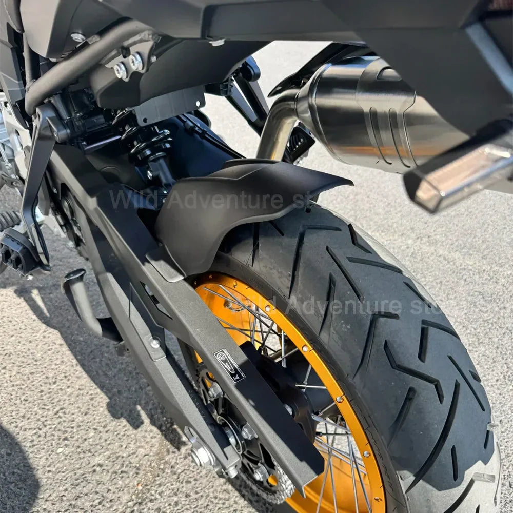 Motorcycle rear mudguard for DS900X, black plastic splash guard offers robust protection
