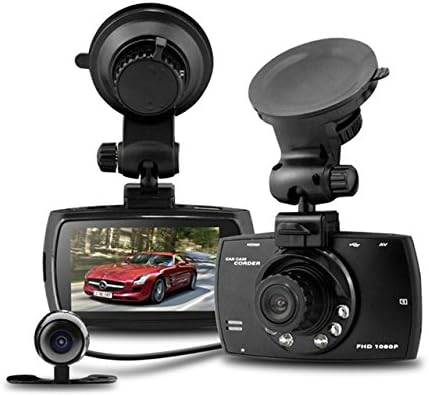 Dual lens Full HD 1080P car dash cam G30 with 2.7" LCD display and G-sensor, wide view of front and interior