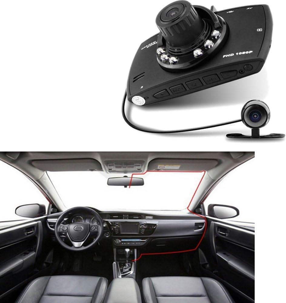 Night vision capabilities of the G30 dual lens car dash cam, showing clear recordings in low light
