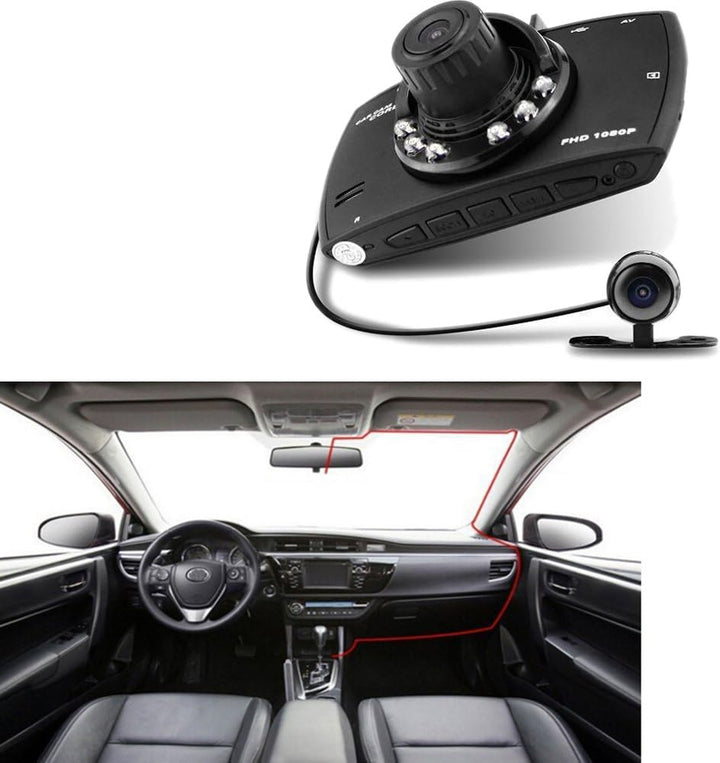 Night vision capabilities of the G30 dual lens car dash cam, showing clear recordings in low light
