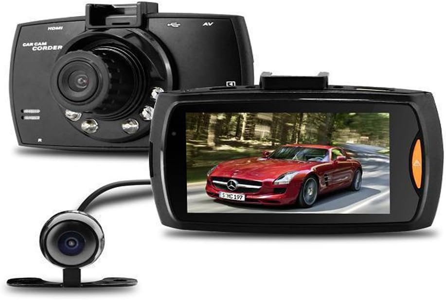 Close-up of the 2.7" LCD display on the G30 Full HD 1080P dual lens dash cam, showing user interface