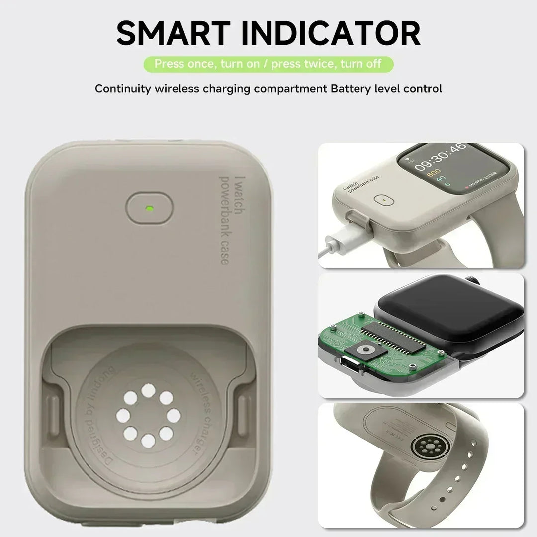 Unisex portable wireless charger for Apple Watch, two units, ideal power bank for on-the-go charging.