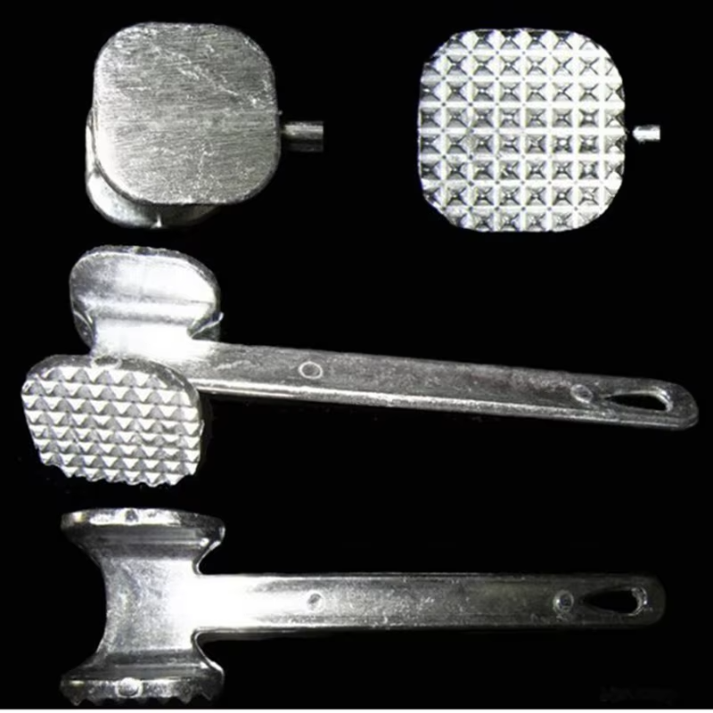 Heavy-duty dual-sided meat tenderizer hammer, perfect kitchen aid for tenderizing and flattening various meats.