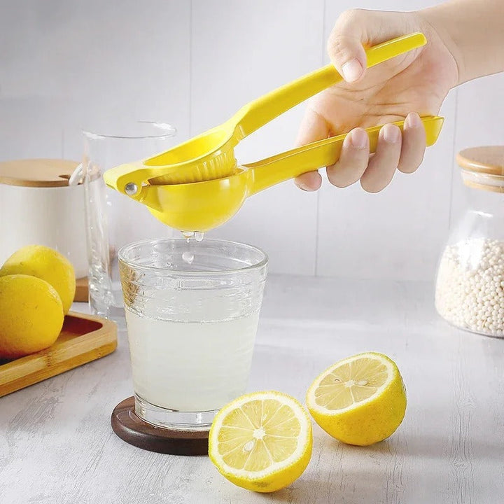Durable aluminum manual citrus juicer, perfect for extracting fresh lemon and orange juice.