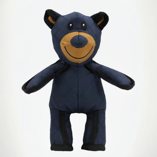 Durable bear dog toy for heavy chewers. Indestructible plush with squeaker, perfect for strong playful dogs.