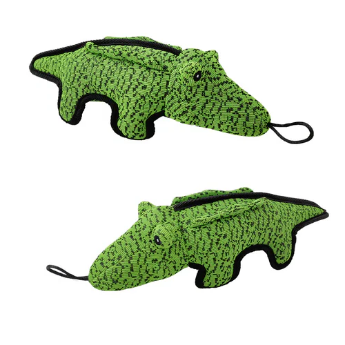 Indestructible nylon dog toys: bear & crocodile for heavy chewers. Durable chew toy with squeaker for training.