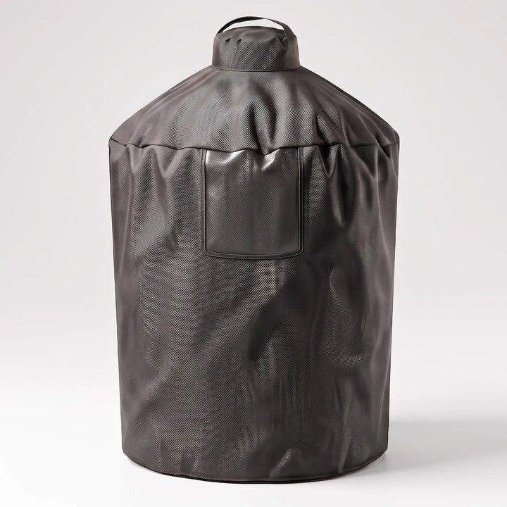 Long-lasting cylindrical grill cover protecting your outdoor BBQ, an essential weather-resistant patio accessory.