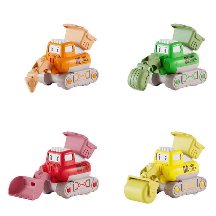 Sturdy children's construction toy trucks set, ideal for preschool motor skills development & imaginative play; great gift.