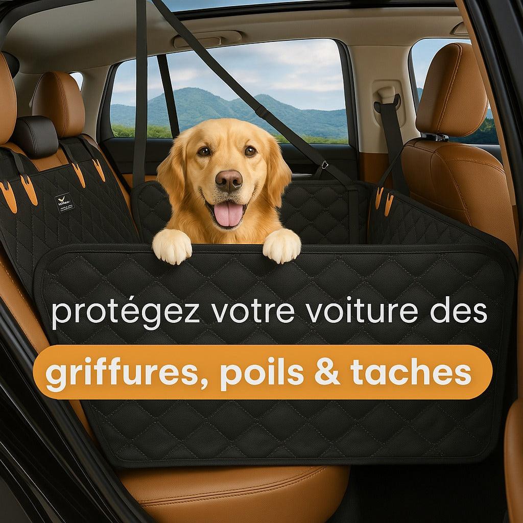Durable dog car seat cover with door shields, protecting your vehicle's interior from pets & dirt.