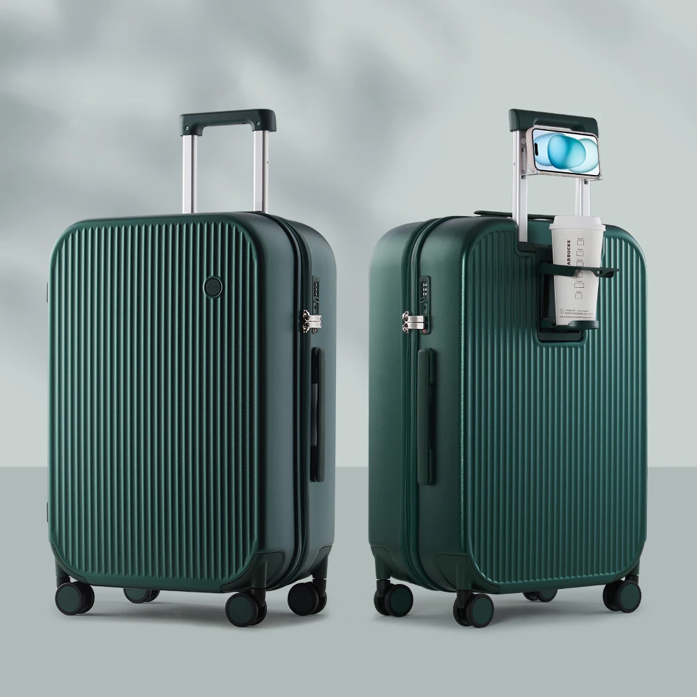 Full view of the Lyon hard-shell luggage, a lightweight and durable travel bag with smart design elements.