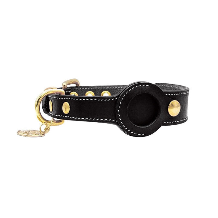 Unisex pet accessory: Durable leather AirTag collar for secure GPS tracking of both dogs and cats. Adjustable fit.