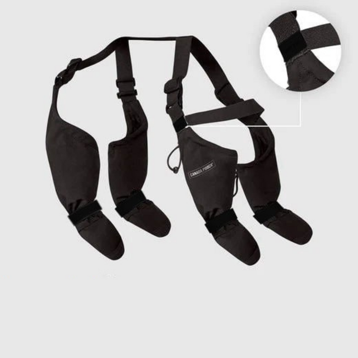 All-weather pet footwear: PawShield dog boots ensuring durable paw protection for active dogs' outdoor adventures.