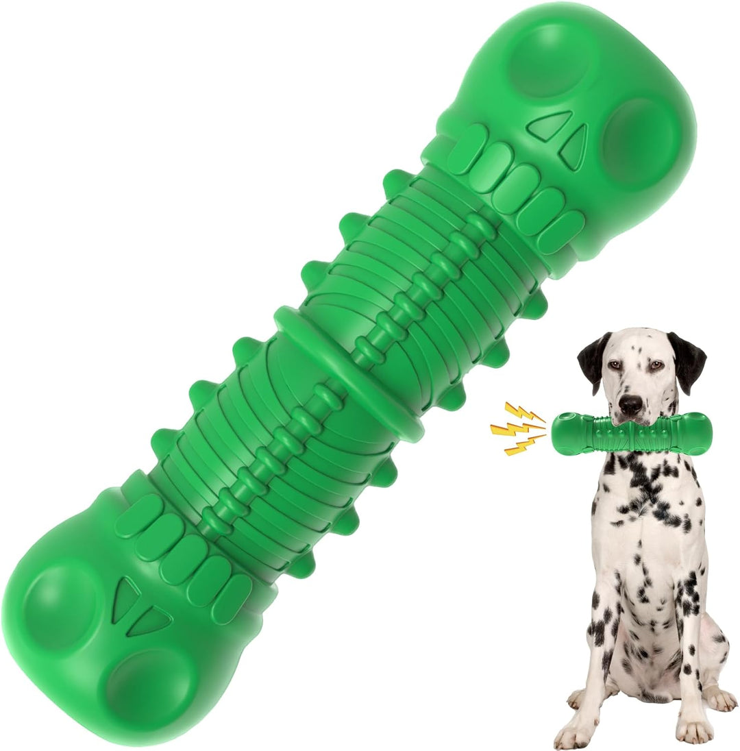 Strong, squeaky red rubber dog toy, non-toxic, for medium to large aggressive chewers