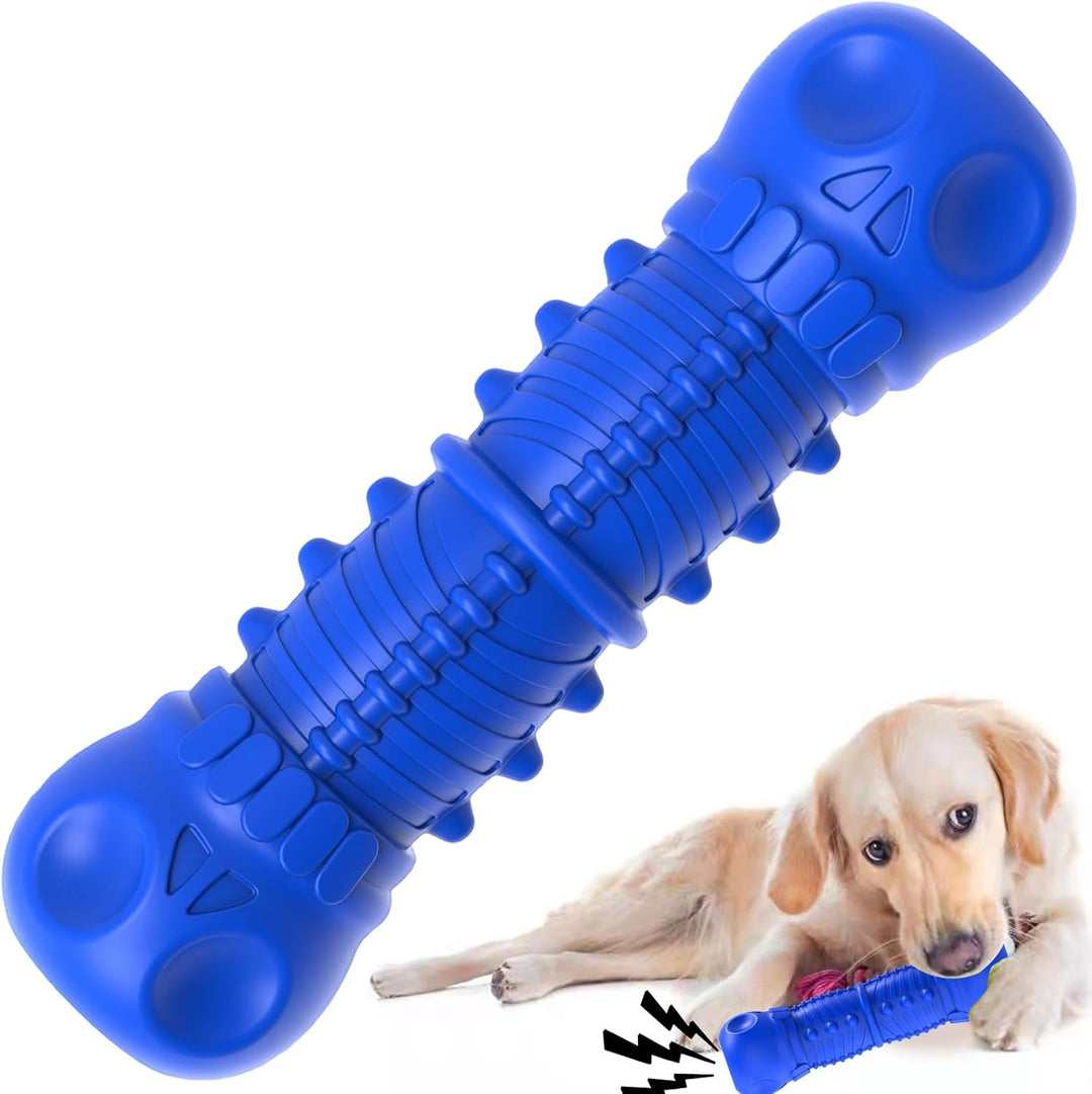 Red rubber chew toy designed for strong jaws, interactive squeaker, durable pet enrichment