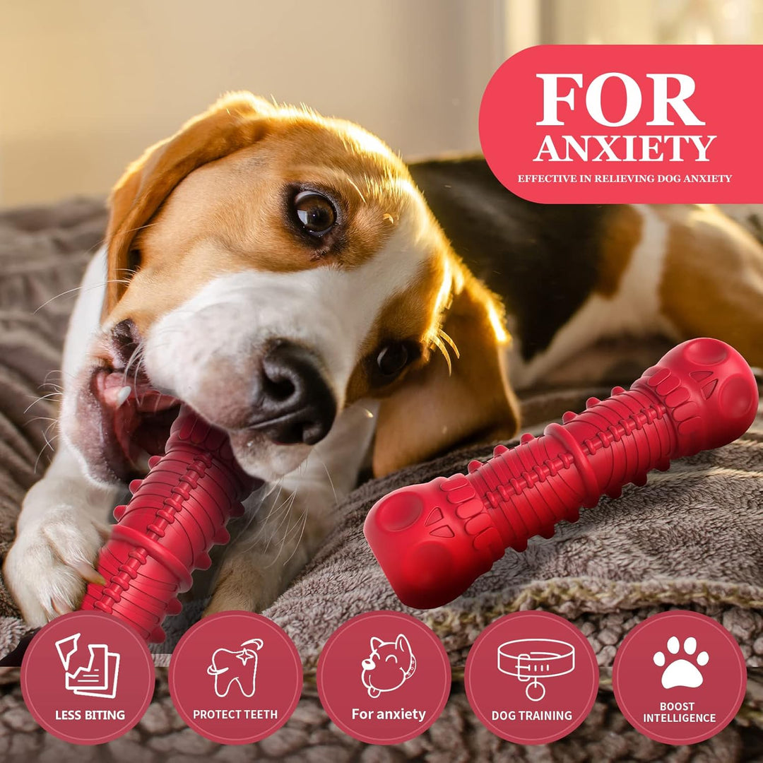 Dog chew toy, red natural rubber, indestructible for large dogs, mentally stimulating