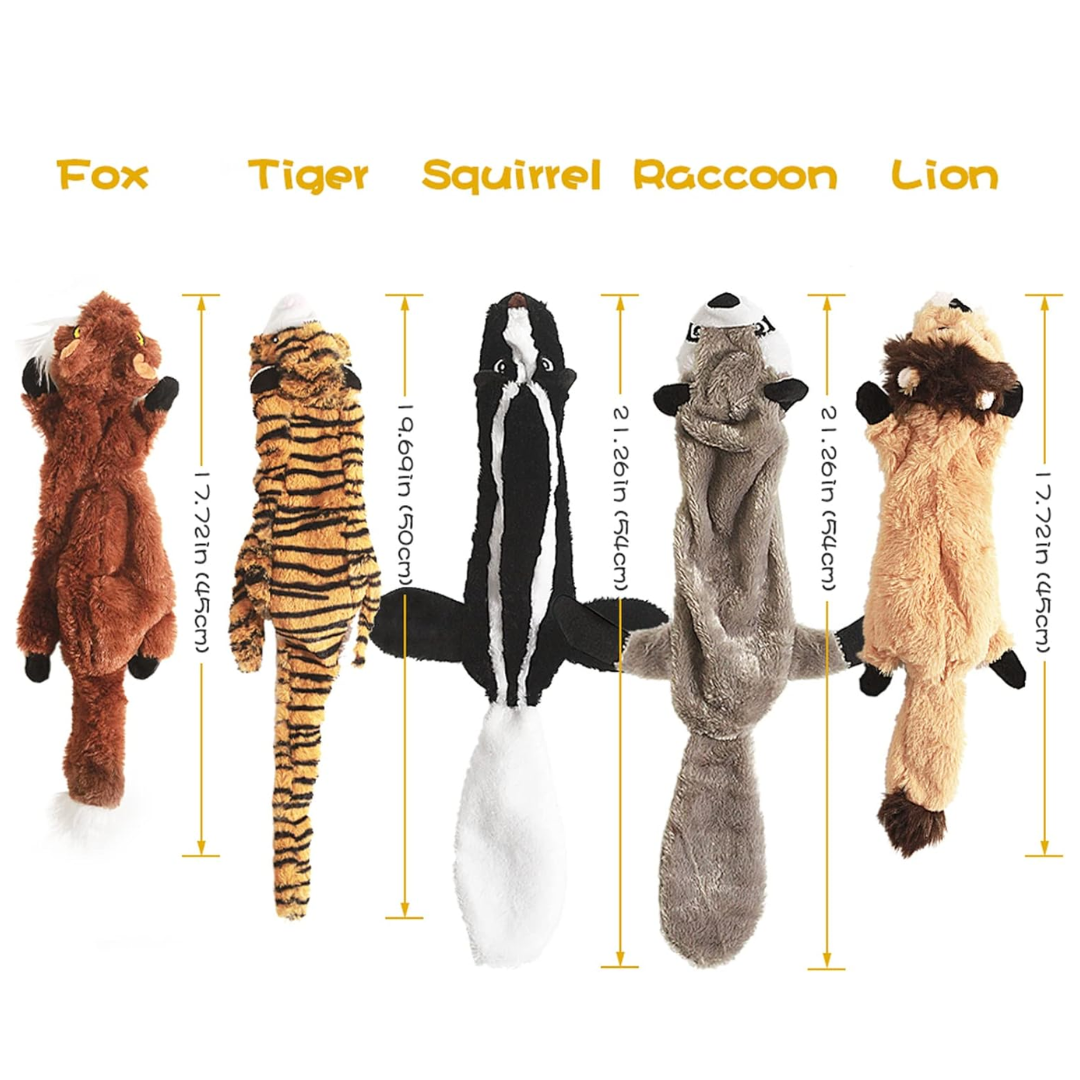 Assorted durable squeaky dog toys, stuffing-free animal shapes, puppy & adult dog chew toys