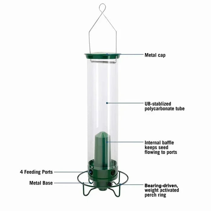Garden hanging bird feeder, built to last and keep pesky squirrels from your valuable birdseed.
