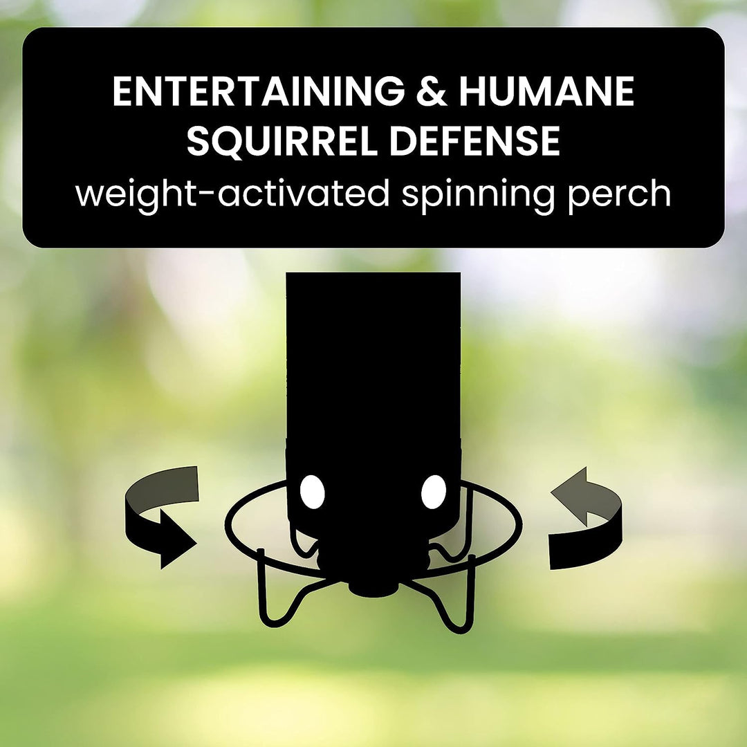 Outdoor garden bird feeder, durably constructed to prevent squirrels from accessing seeds.
