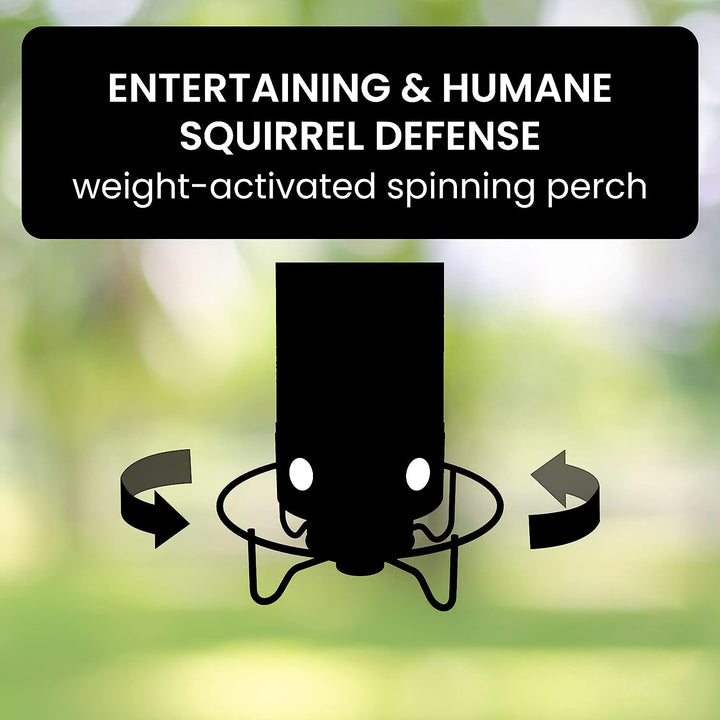Outdoor garden bird feeder, durably constructed to prevent squirrels from accessing seeds.