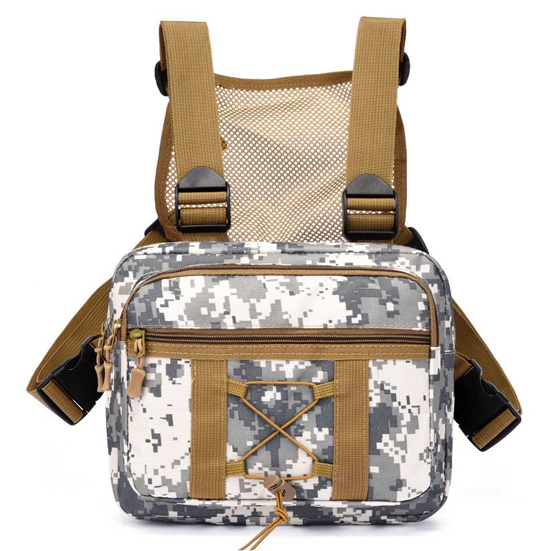 Unisex tactical chest rig. Durable, water-resistant multi-pocket design for outdoor gear, hiking, and travel.