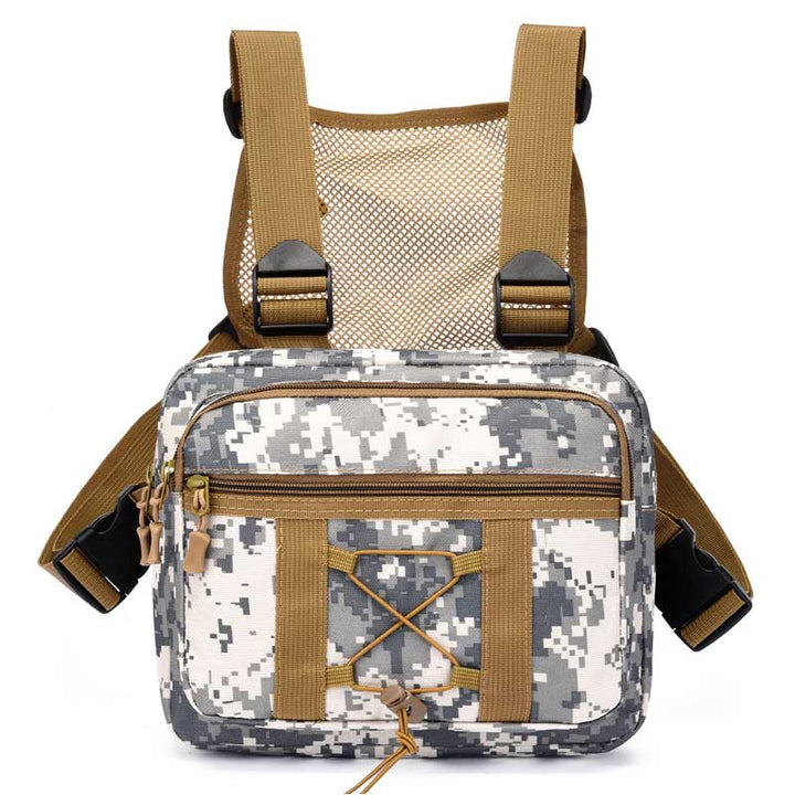 Unisex tactical chest rig. Durable, water-resistant multi-pocket design for outdoor gear, hiking, and travel.