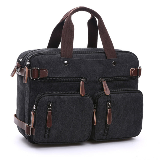 Stylish unisex canvas briefcase; a durable travel work bag for men & women professionals.