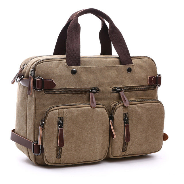 Robust unisex travel briefcase; a durable canvas work bag for business professionals.