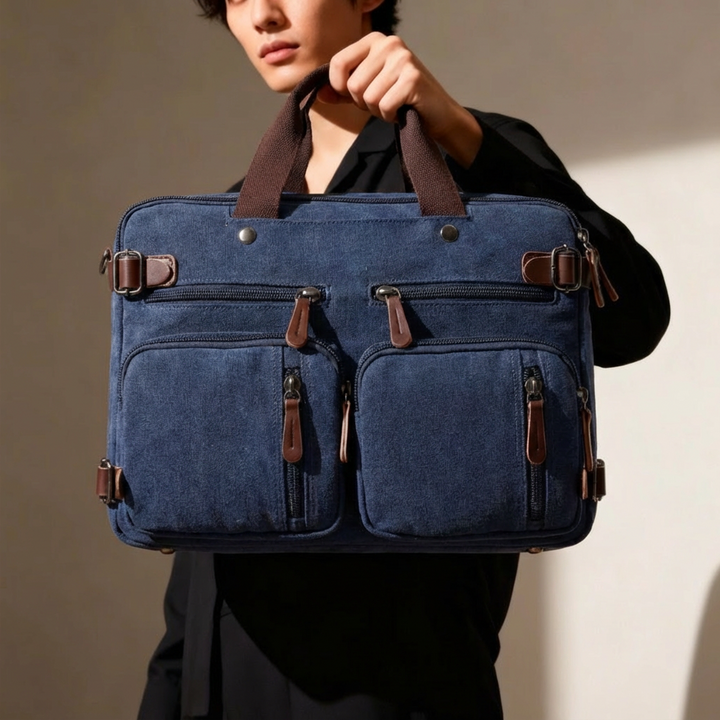 Professional unisex commuter briefcase for business travel, holding laptop & documents.