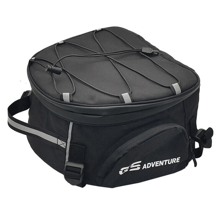 Unisex water-resistant motorcycle travel bag being carried, perfect for storing riding gear and luggage.