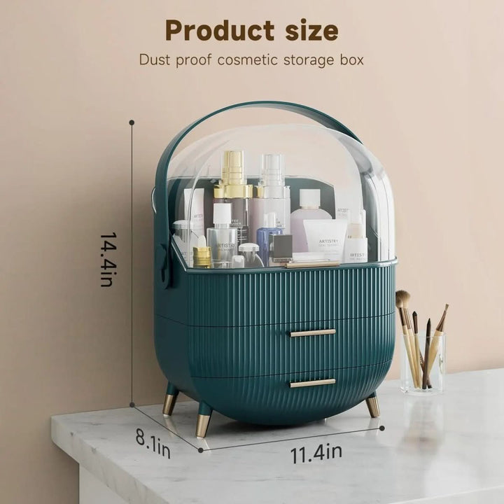 Waterproof dustproof makeup display case. Clear plastic beauty organizer for professional use.