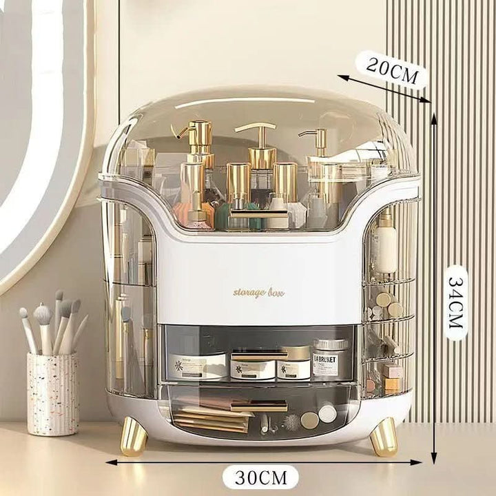 Waterproof dustproof makeup organizer. Clear plastic box for skincare, jewelry, and makeup items.