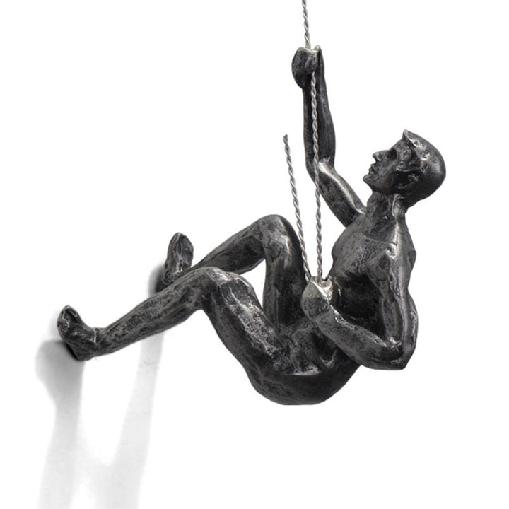 Office decoration: dynamic climbing figure wall sculpture, unique and abstract.